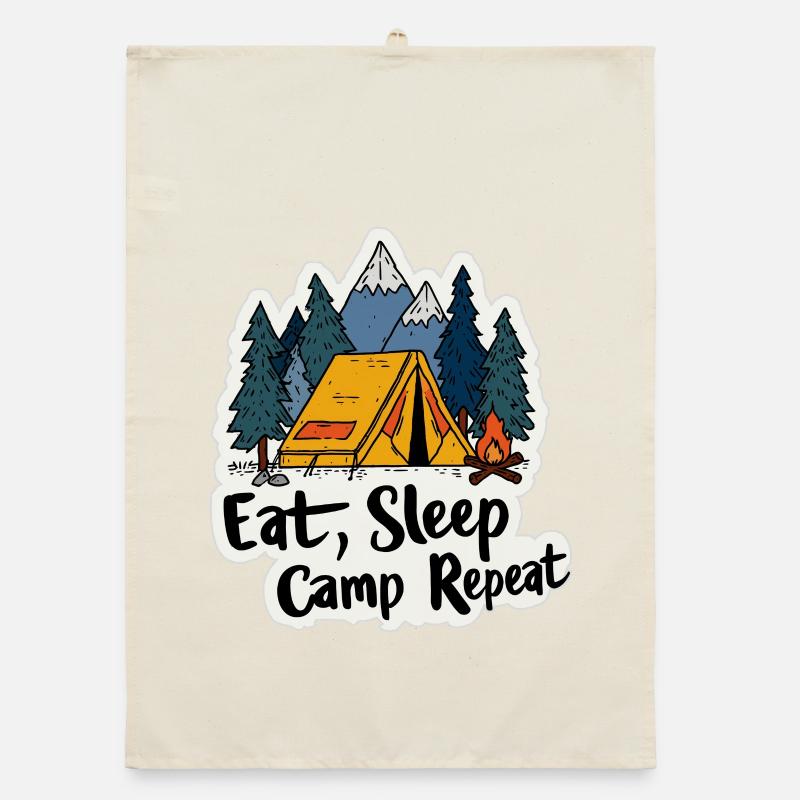 Camping Spruch Eat Sleep Camp Repeat Camper Outdoo Organic dish towel