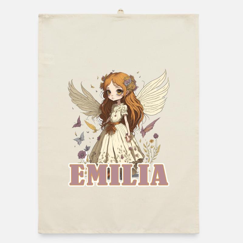 Emilia - Mädchenname - Fee  Organic Geschirrtuch