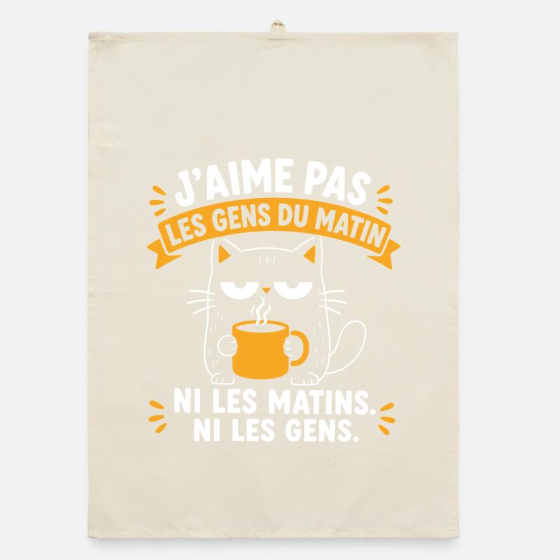Chat blasé au café des matins Torchon bio