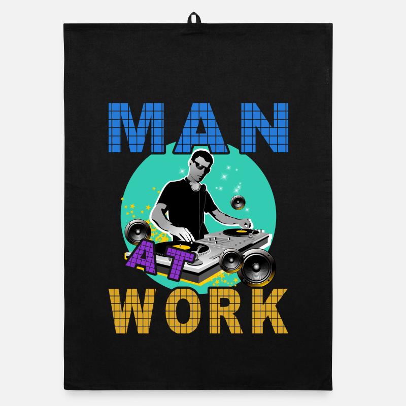 Dj Man at work - Organic Geschirrtuch - Schwarz