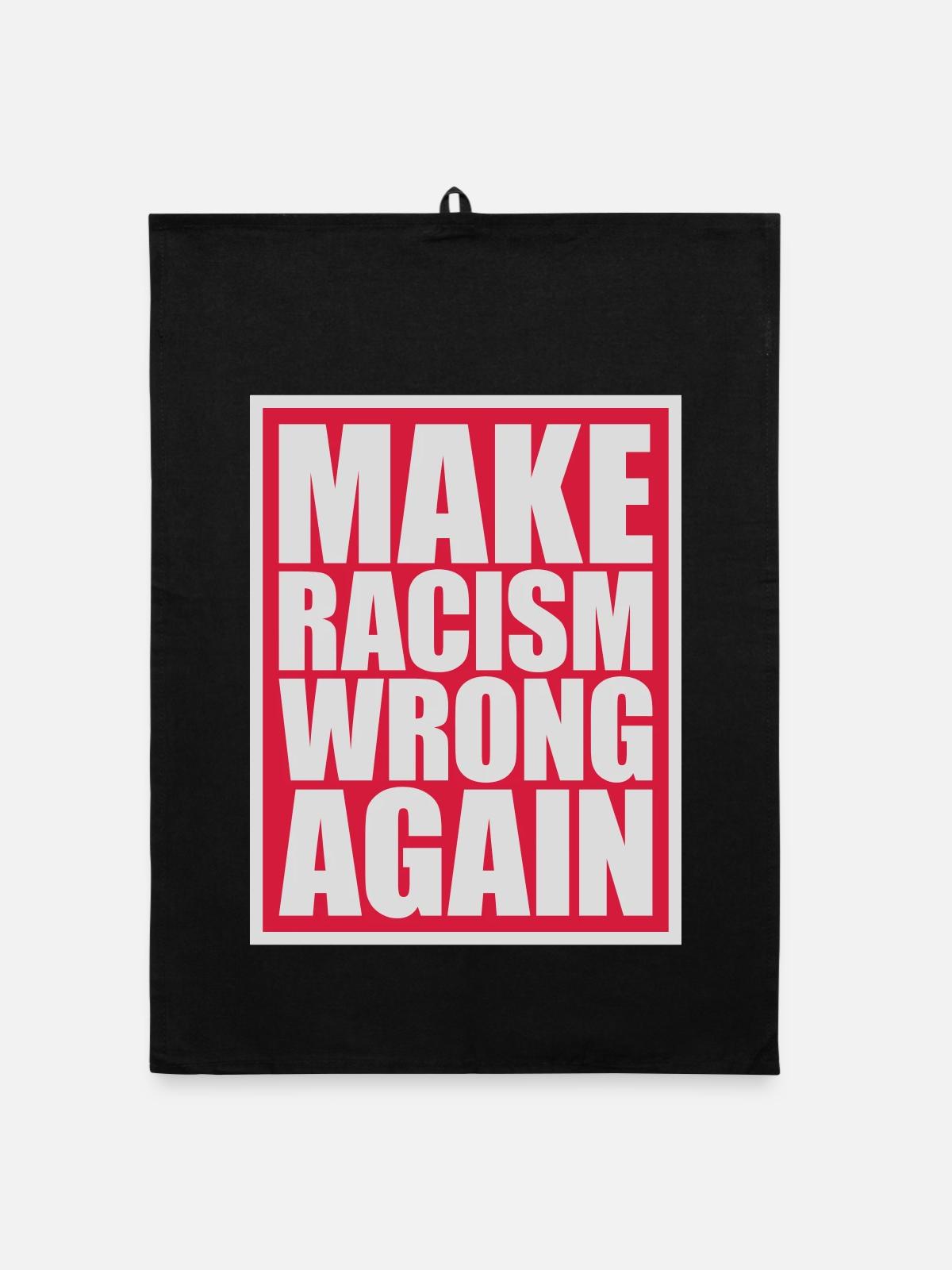 make racism wrong again - Organic Geschirrtuch - Schwarz - Vorne