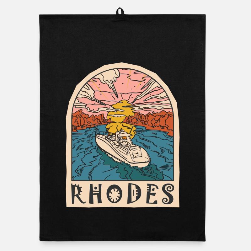 Rhodes Holidays Beach Greece Organic dish towel