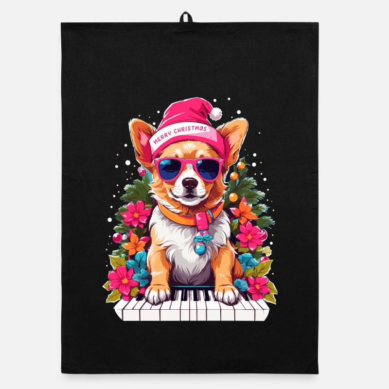 Chien avec piano Torchon bio