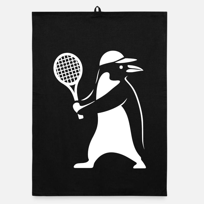 Minimalist Penguin Tennis Backhand Player Organic dish towel