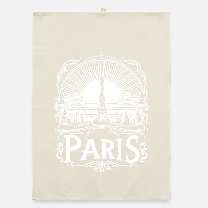 Paris Shirt Design with Eiffel Tower - la tour eiffel Organic dish towel