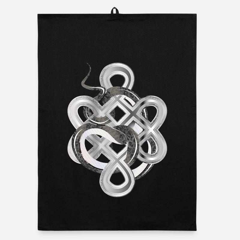 Snake knot in silver look – mystical & noble Organic dish towel