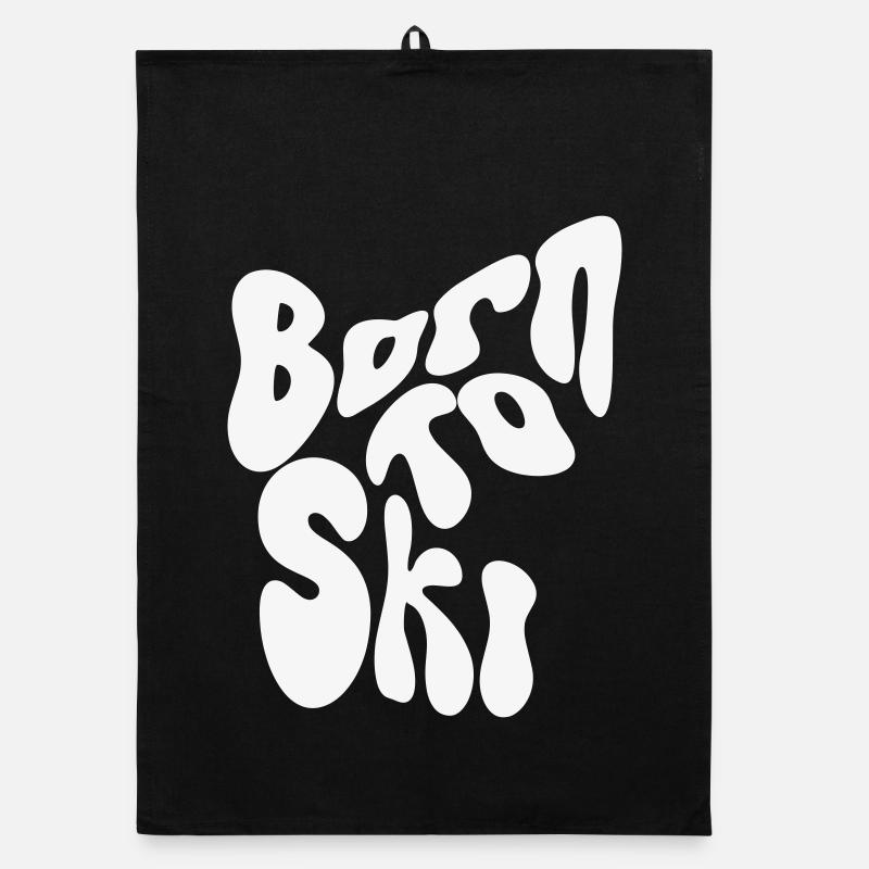 Born to Ski - Winter Design - Organic Geschirrtuch - Schwarz