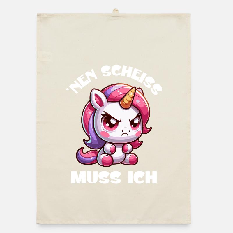 Wütendes Einhorn Chibi Motiv Organic Geschirrtuch