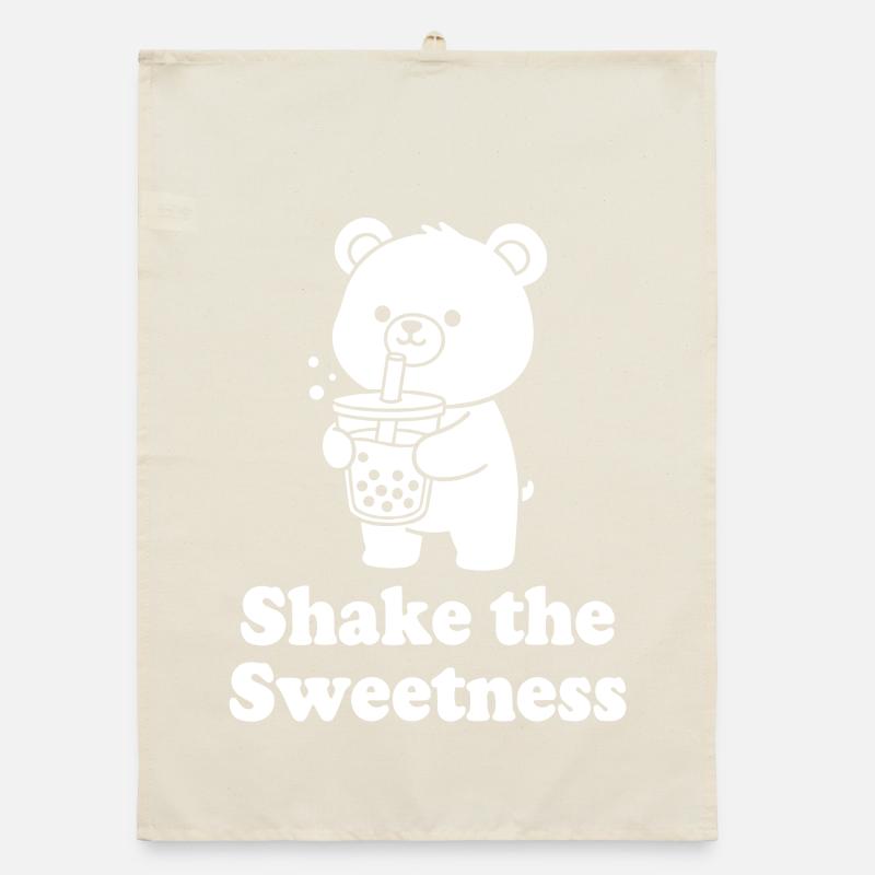 Cuddly Bear with Bubble Tea Organic dish towel