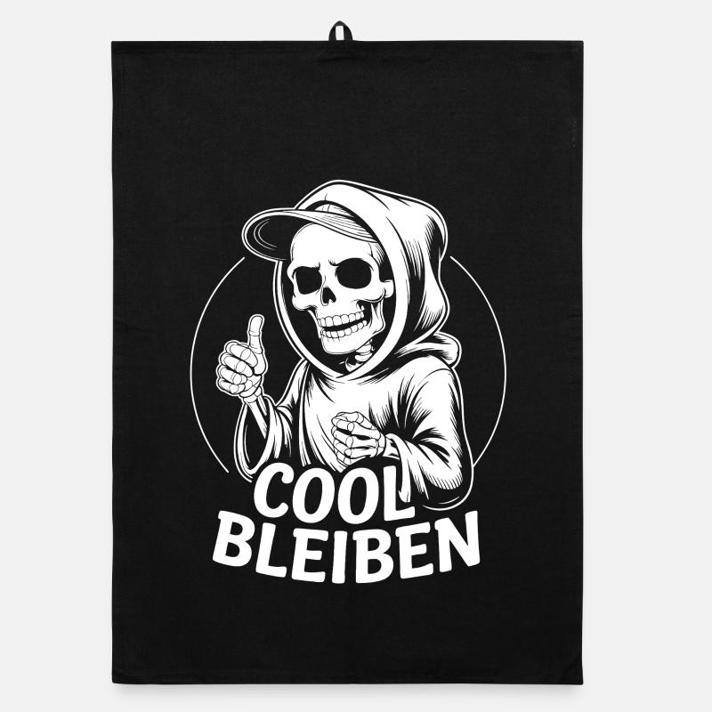 Skelett Daumen Hoch – Cool Bleiben Organic Geschirrtuch