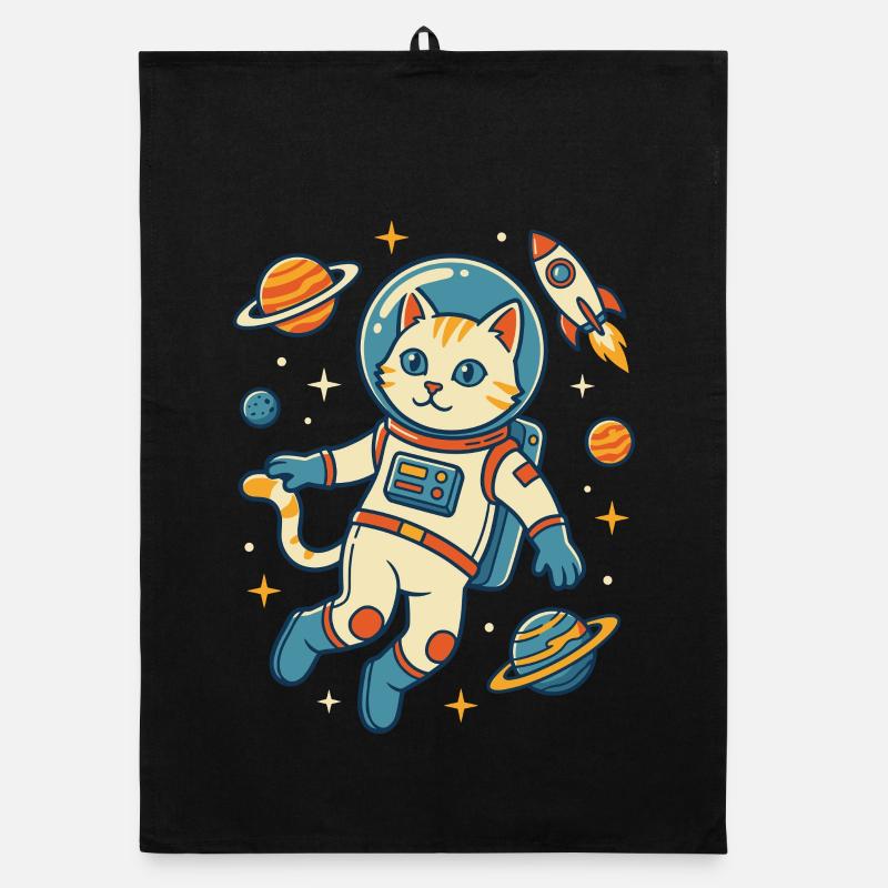 Astronaut cat in space Organic dish towel