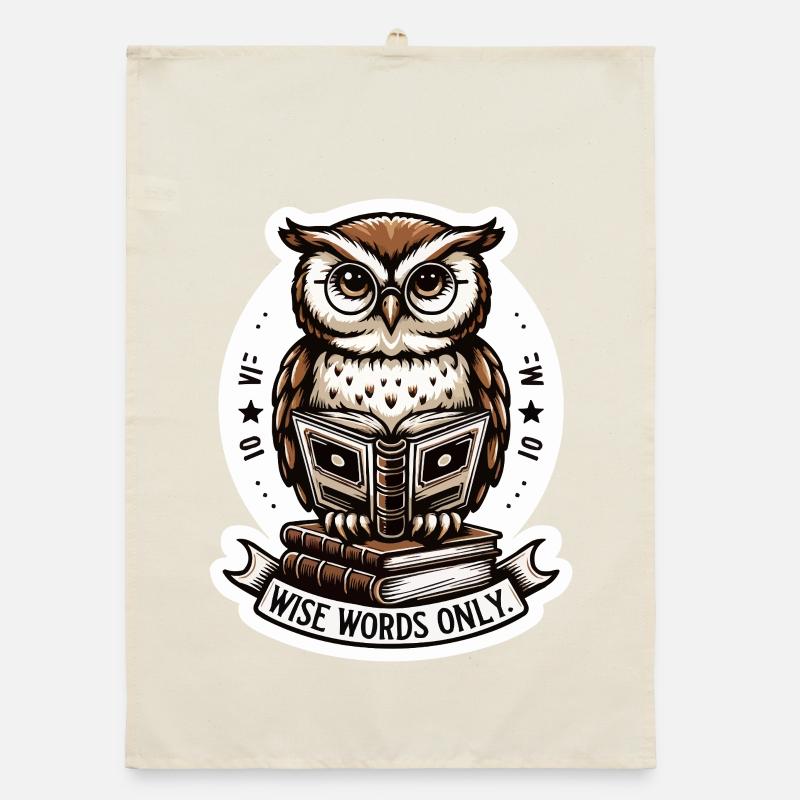 Wise owl reading book Organic dish towel