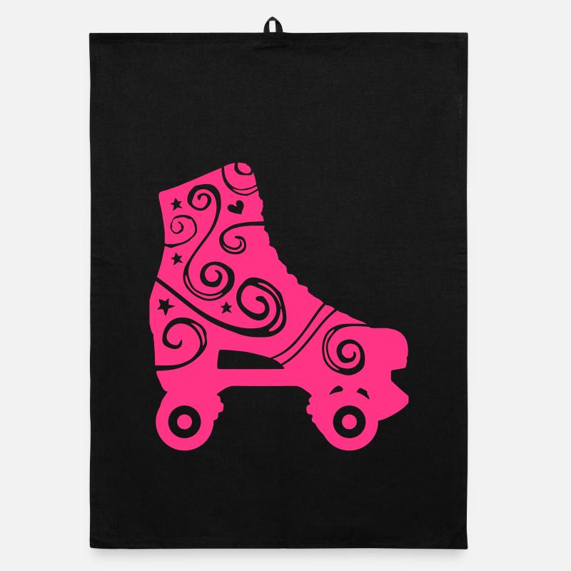 Decorated Roller Skate Organic dish towel