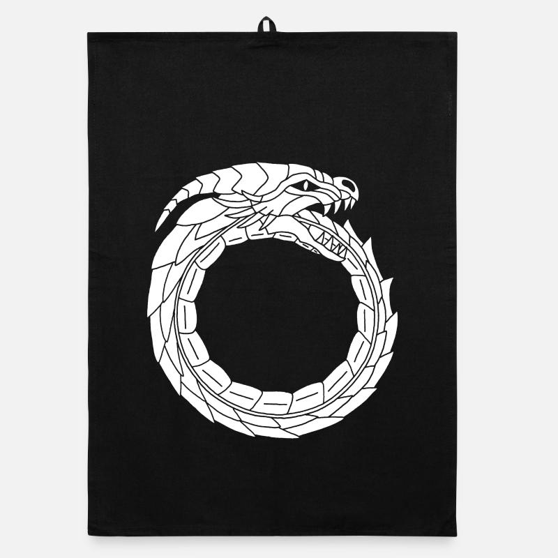 Devouring White Dragon Organic dish towel