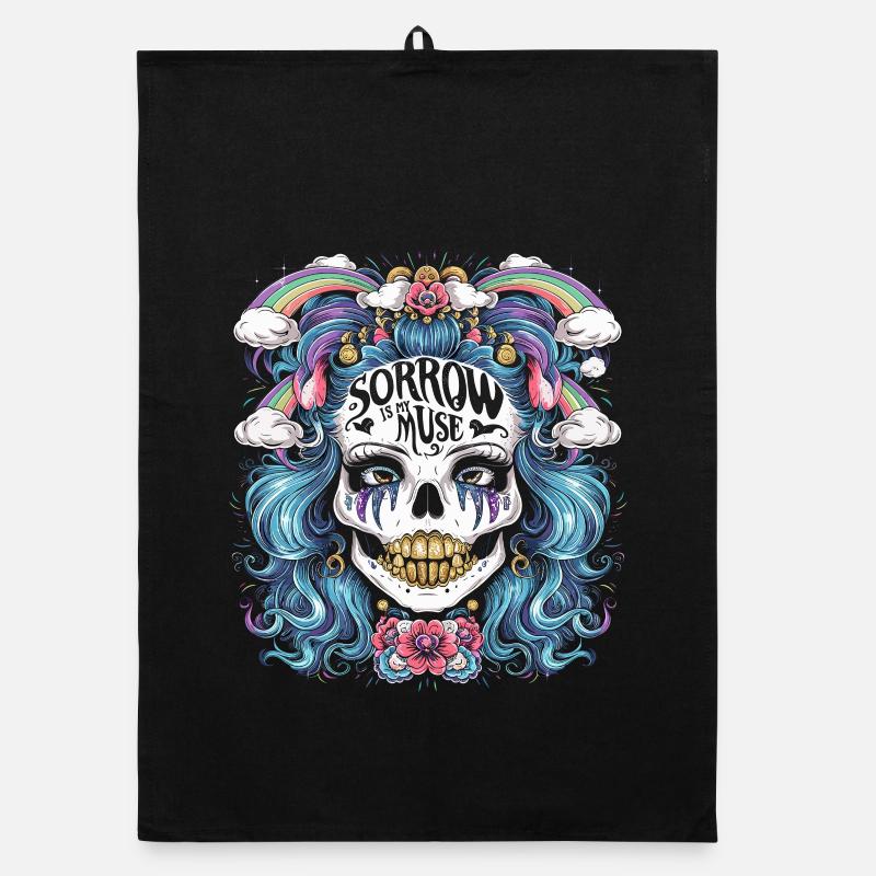 Colorful skeleton with sarcastic saying Organic dish towel