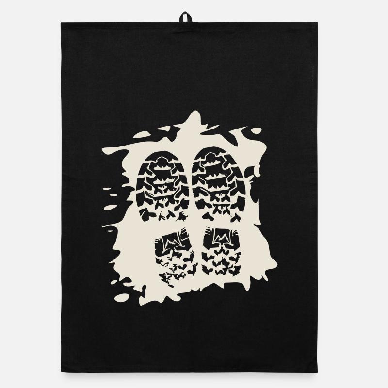 Twin Trails - Empreintes de chaussures [Blanc] Torchon bio