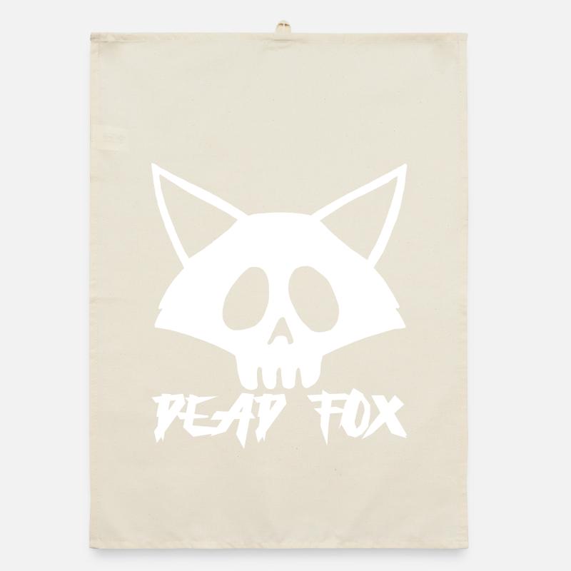 White Fox Skull Organic dish towel