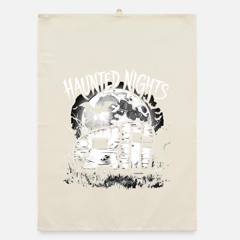 Ghost Night Caravan Haunted Illustration Organic dish towel