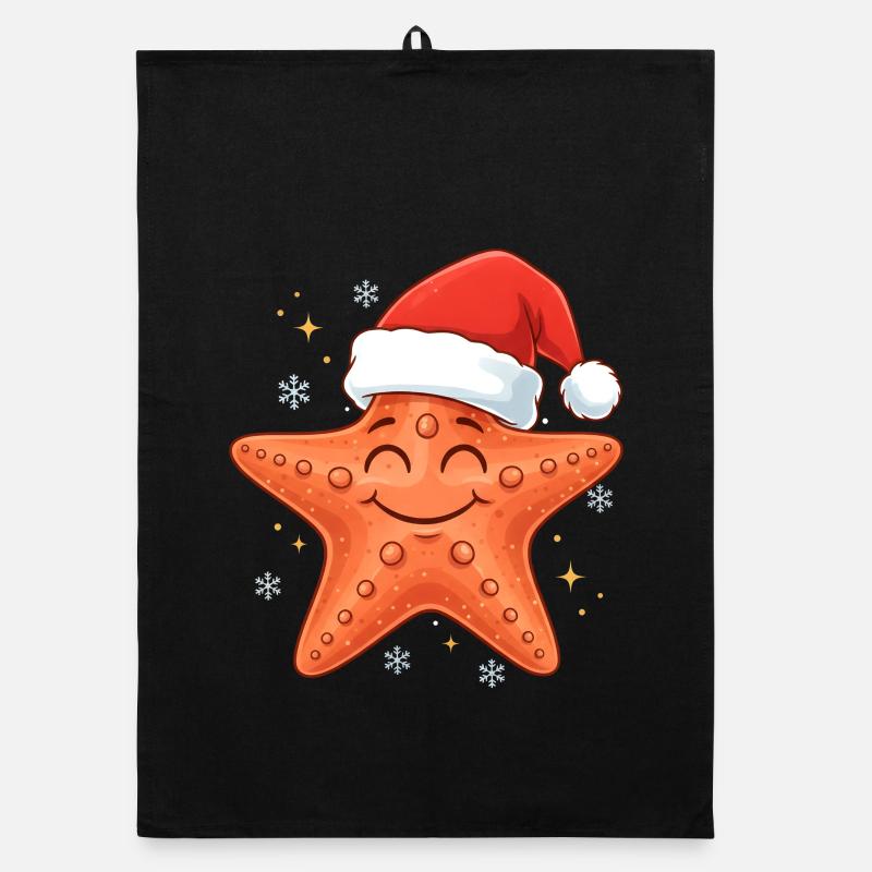 Noël des étoiles de mer - Torchon bio - noir