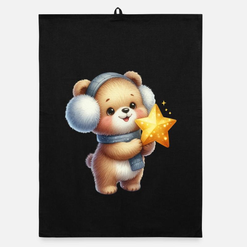 Cozy bear with Star Wish Organic dish towel
