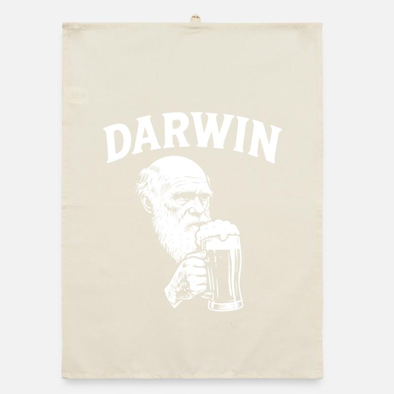 Darwin drinking Beer Organic dish towel