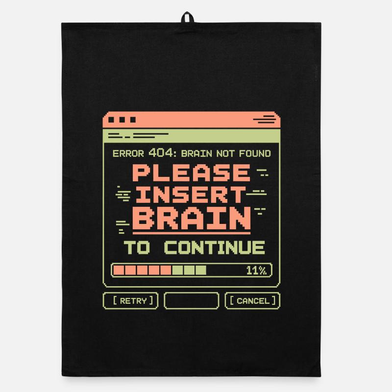Error 404 Brain Not Found Pixel Design Organic dish towel
