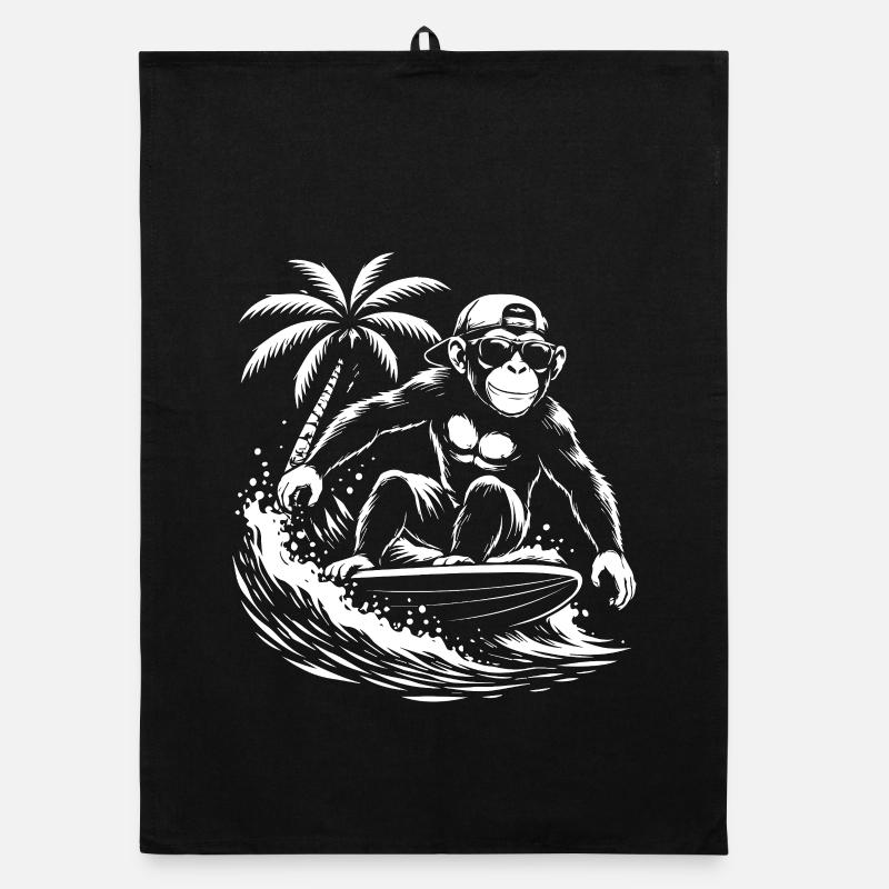 Surfing Monkey Beach Vibe Organic Geschirrtuch