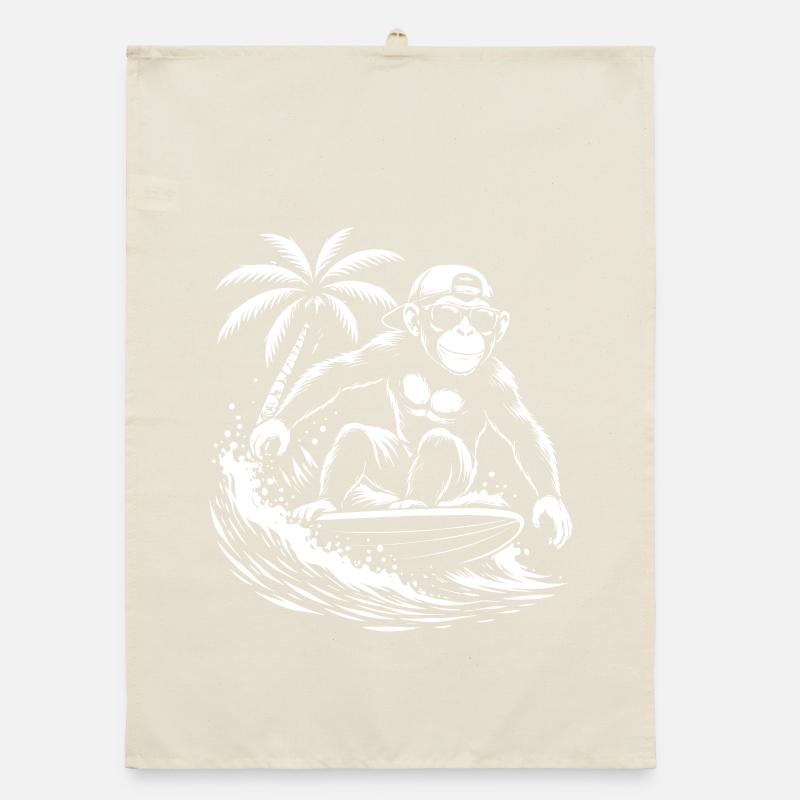 Surfing Monkey Beach Vibe Organic Geschirrtuch