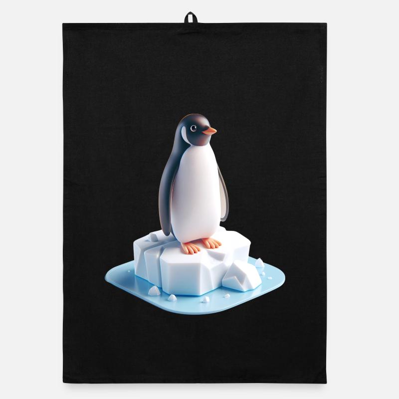 Bloc Pingouin sur glace 3D Torchon bio