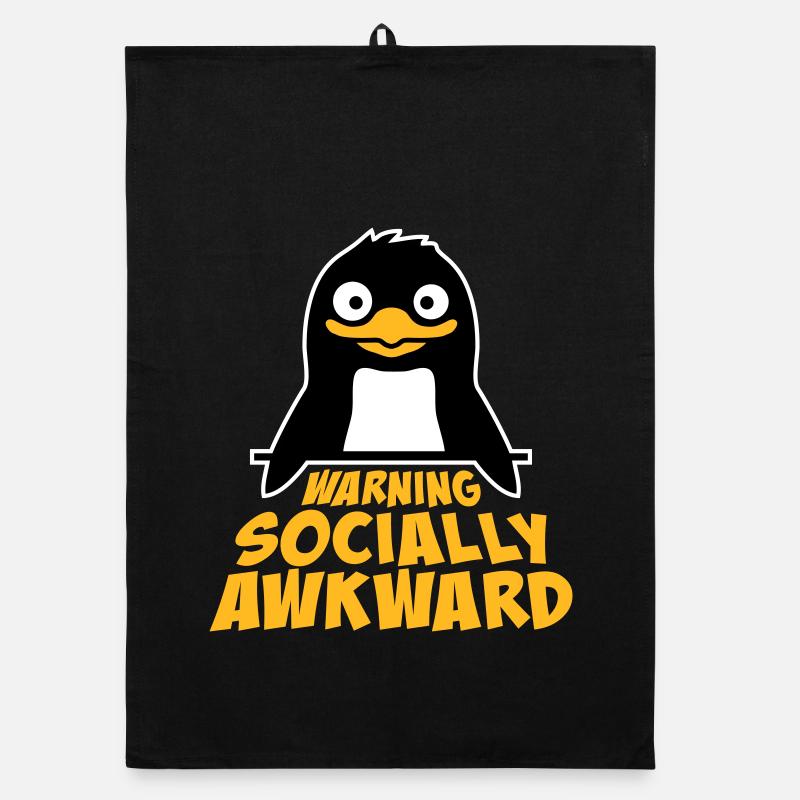 Penguin Warning Socially Awkward Funny Clumsy Organic dish towel