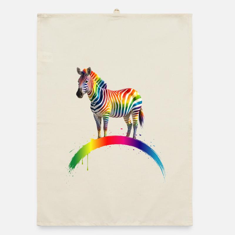 Regenbogen Zebra Farbverlauf Kunst Design Organic Geschirrtuch
