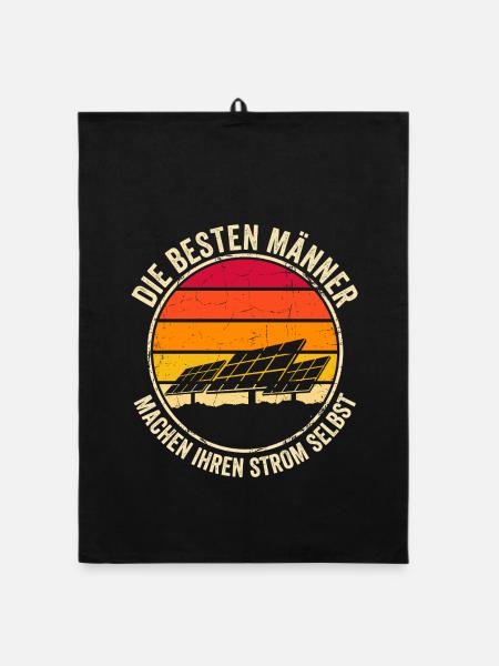 Die besten Männer machen ihren Strom selbst - Organic Geschirrtuch - Schwarz - Vorne