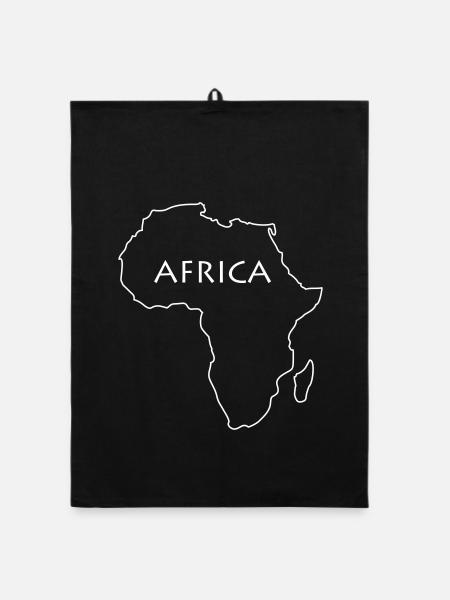 Africa Line Map in Black and White - Organic dish towel - black - Front