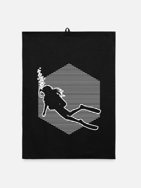 Geschenkidee für die Freediverin mit Scuba Diving - Organic Geschirrtuch - Schwarz - Vorne