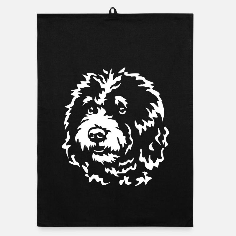 Tête de chien d’eau espagnole « Black Edition » Torchon bio