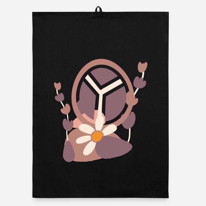 Signe de paix avec fleur Torchon bio