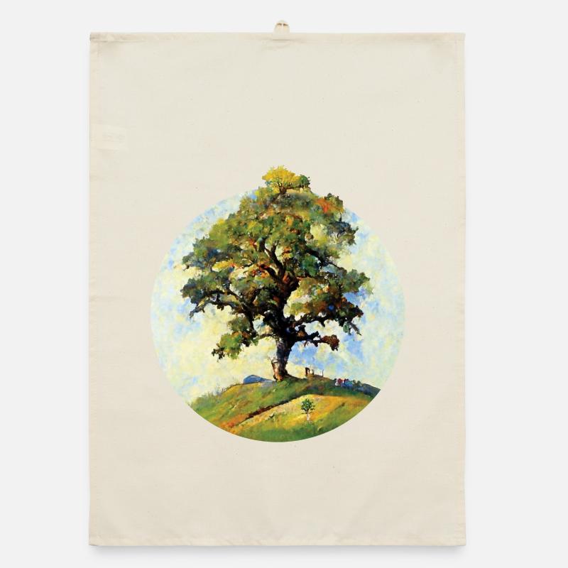 Peinture | Arbre Sur Une Colline Torchon bio