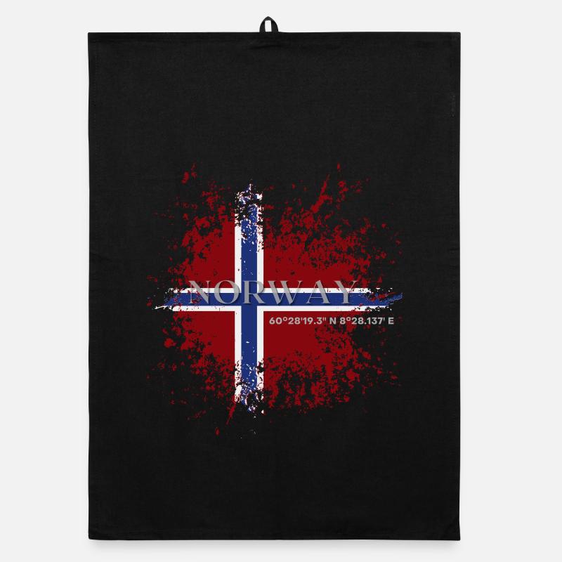 Drapeau de la Norvège grunge Torchon bio