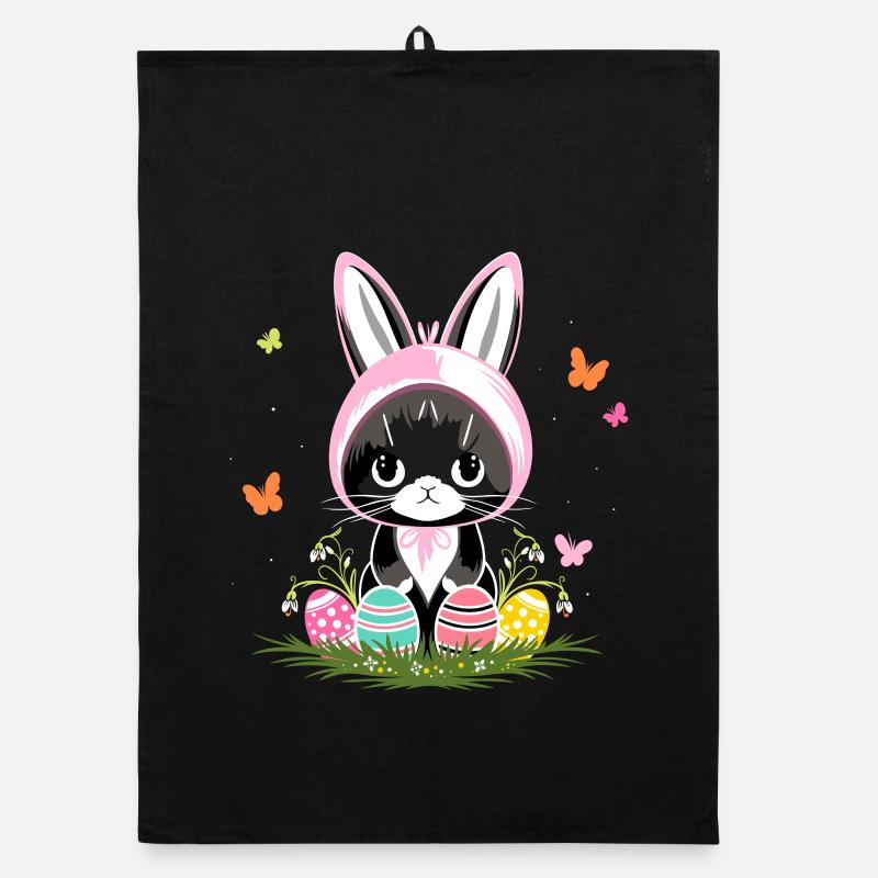 Easter Cat Easter Eggs Bunny Costume Organic dish towel