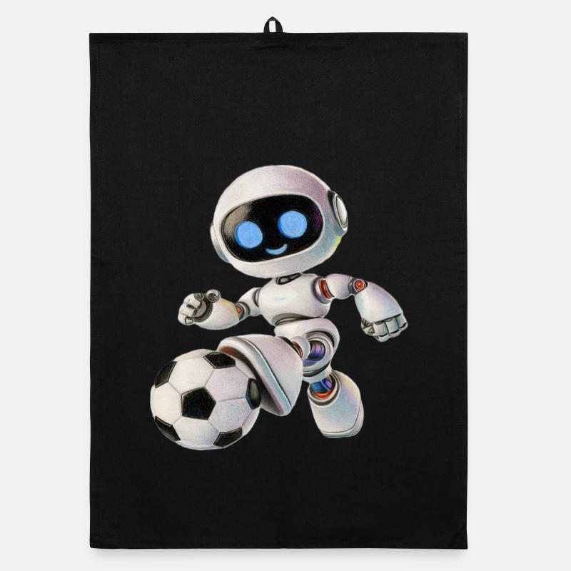 Fußball-Roboter - Organic Geschirrtuch - Schwarz