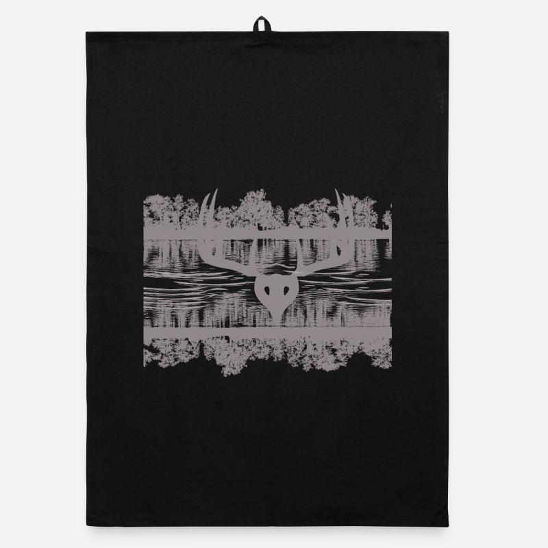 Reflets de la faune Conception de la silhouette - Torchon bio - noir