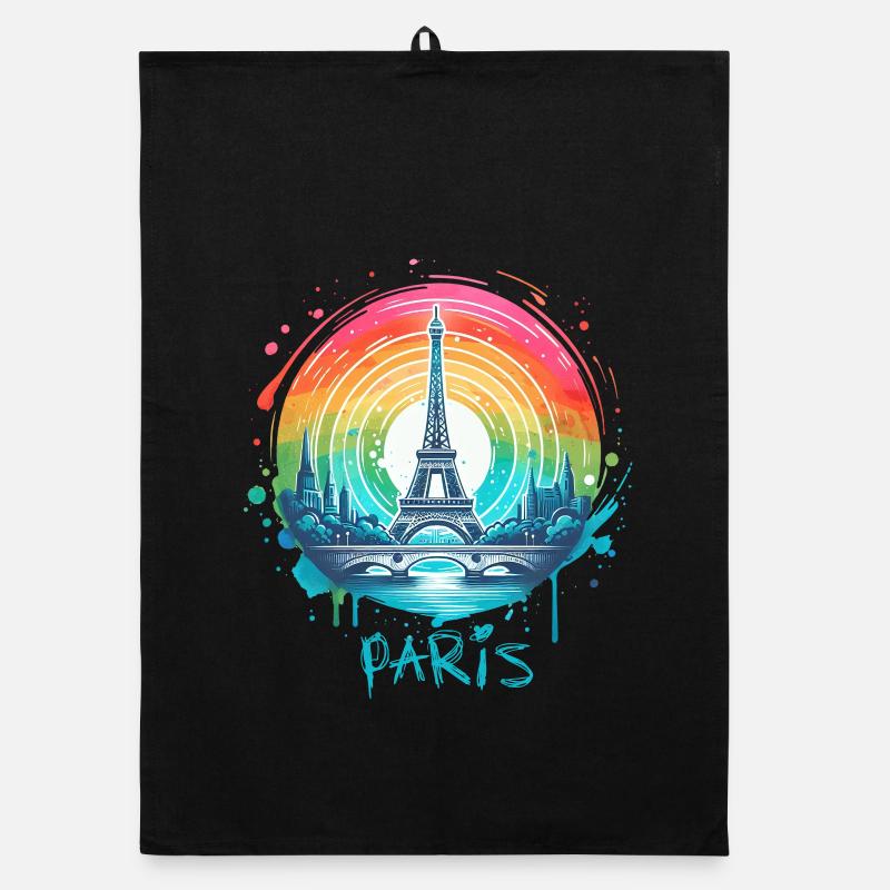 Pariser Eiffelturm mit Regenbogen-LGBT-Skyline Organic Geschirrtuch