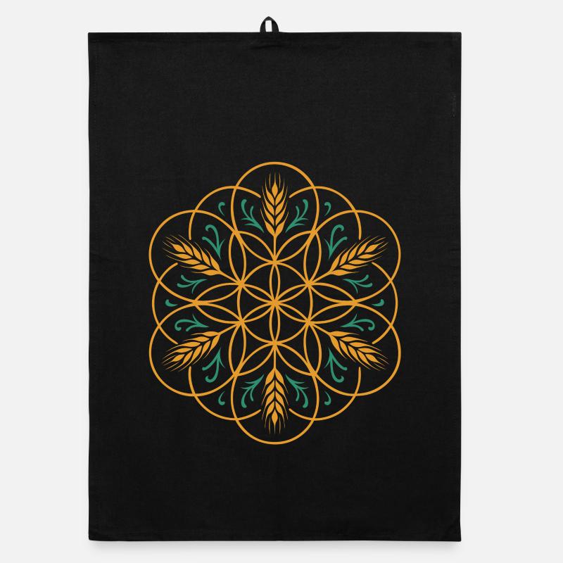 La fleur de vie de Lamma - Conception de la fête des moissons Torchon bio