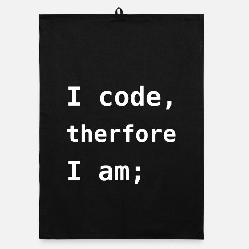 I Code Therefore I Am - Organic dish towel - black