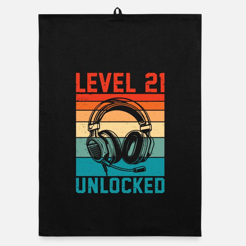 Level 21 Unlocked – 21 Year Gaming Gift Organic dish towel