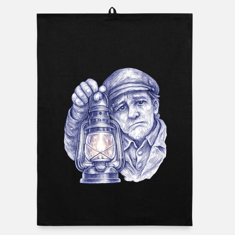 Senior man with lantern Organic dish towel