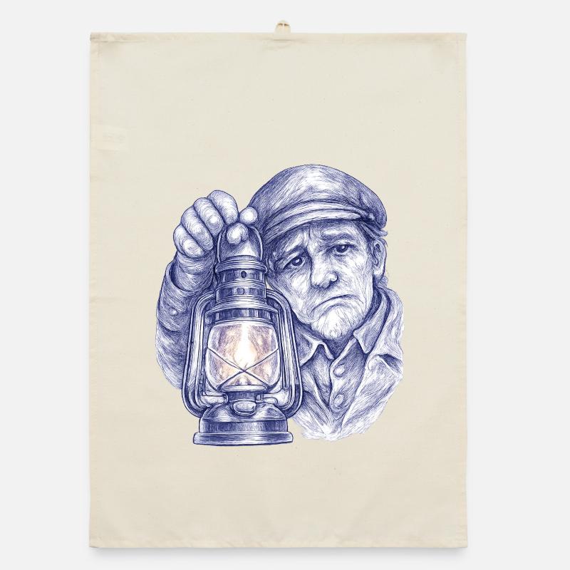 Älterer Mann mit Laterne Organic Geschirrtuch
