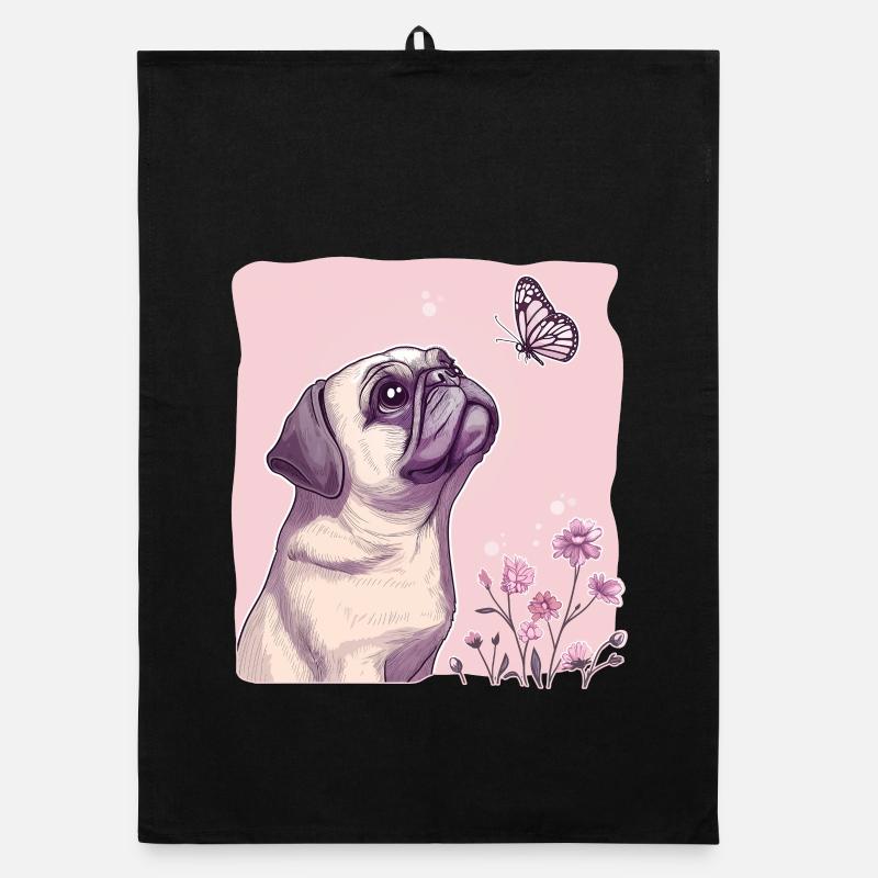 Carlin avec papillon Torchon bio