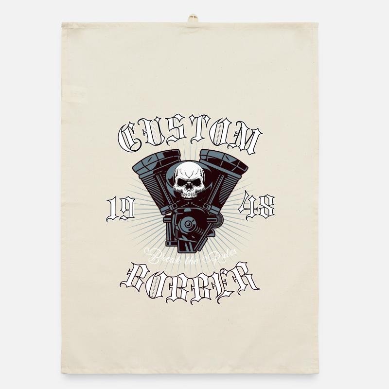 Bobber Chopper Motorcycle Design Organic dish towel