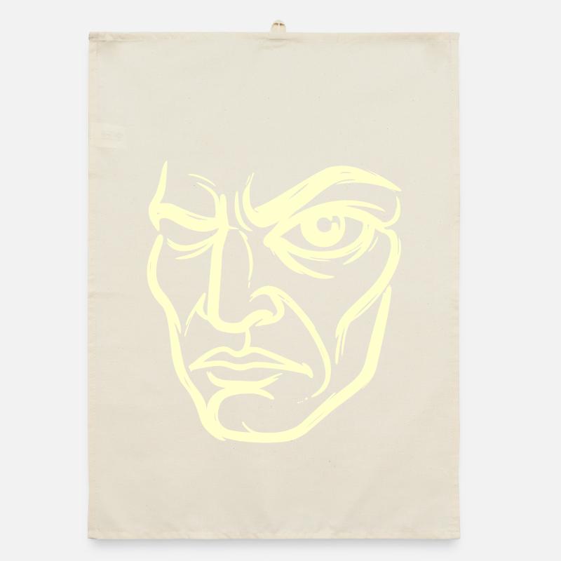 Abstract portrait "The Observer" Organic dish towel